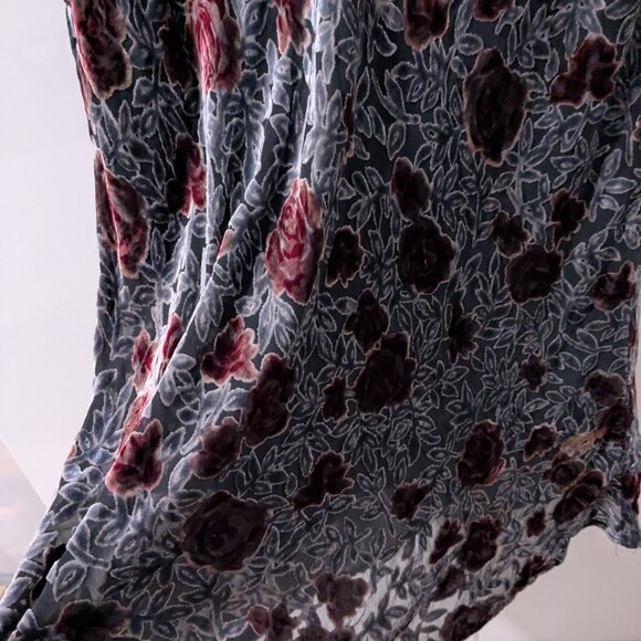 90s Mevisto Cut Velvet Floral Midi/Maxi Skirt Medium - Picture 7 of 10